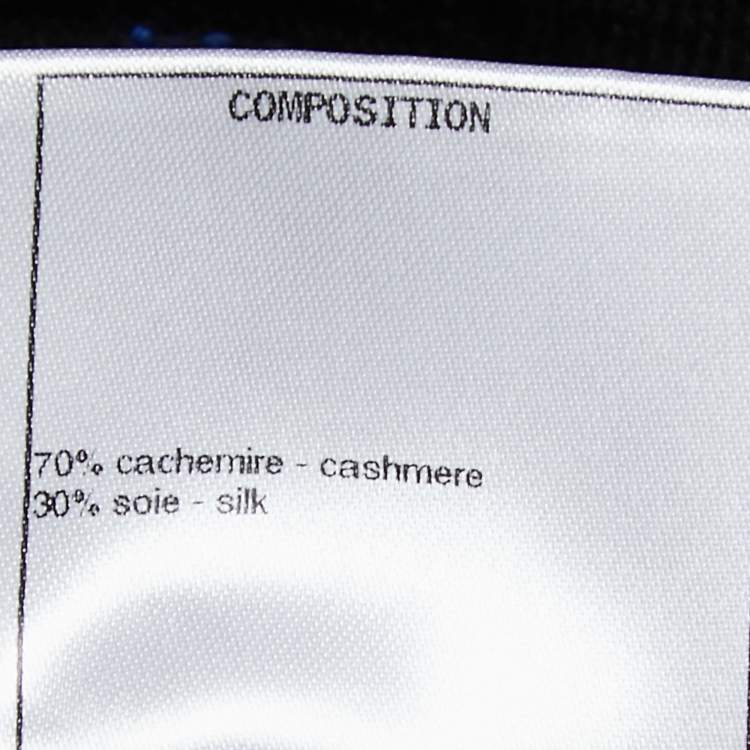 Pre Owned Chanel Black Patterned Cashmere Turtleneck Pullover L