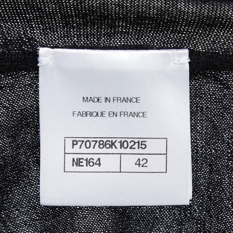 Pre Owned Chanel Black Patterned Cashmere Turtleneck Pullover L