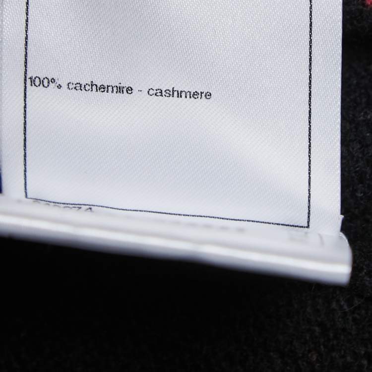 Pre Owned Chanel Black Patterned Cashmere Turtleneck Sweater M