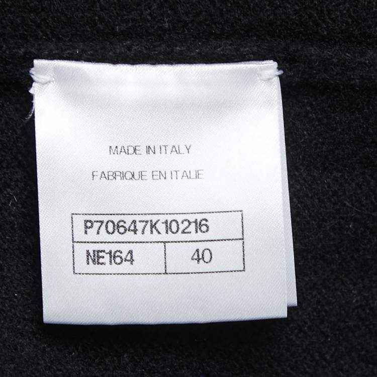 Pre Owned Chanel Black Patterned Cashmere Turtleneck Sweater M