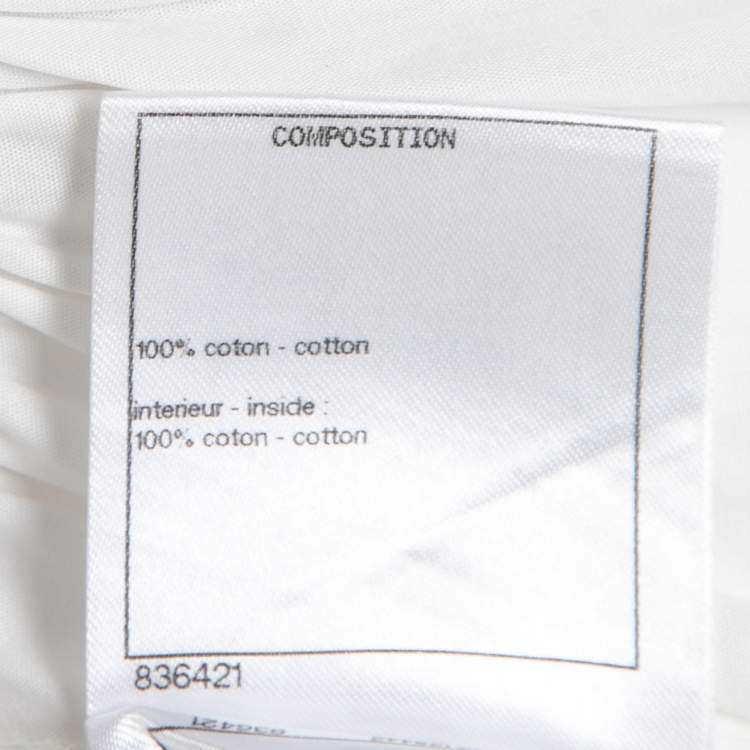 Pre Owned Chanel White Cotton Short Sleeve Fitted Top S