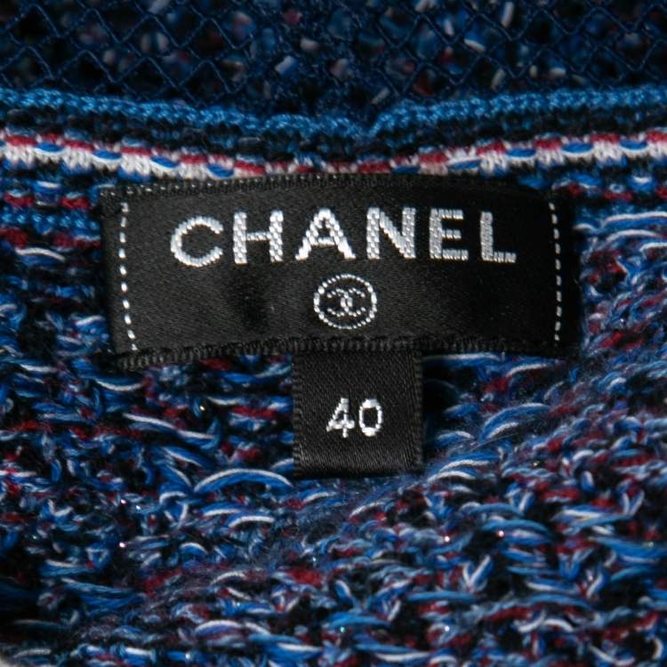 Pre Owned Chanel Blue Knit Top M