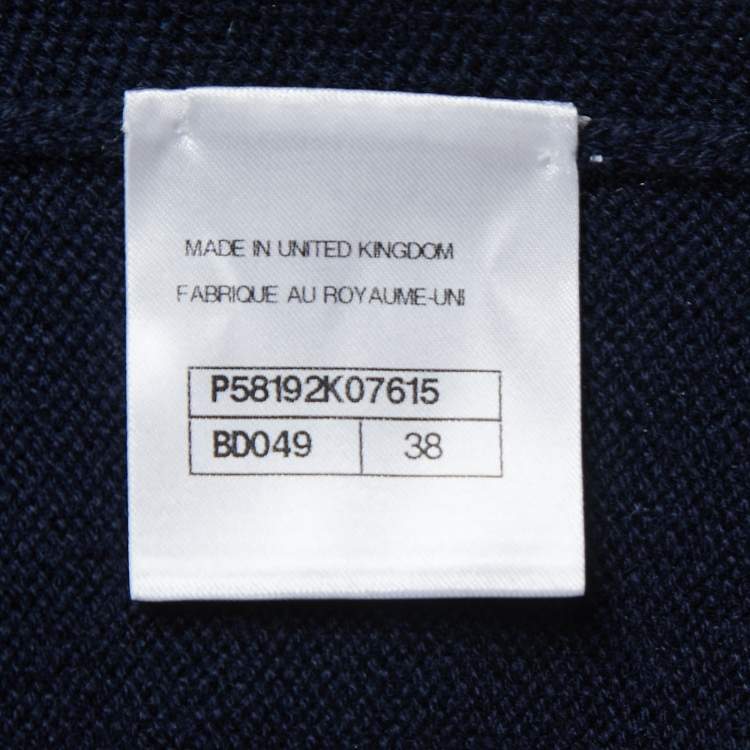 Pre Owned Chanel Navy Blue Cashmere Buttoned Knitted Dress M