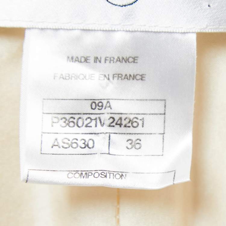 Pre Owned Chanel Cream Tweed Trim Detail Jacket S