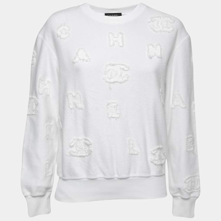 Chanel White Cotton Logo Detail Crew Neck Sweatshirt S Chanel | The Luxury  Closet