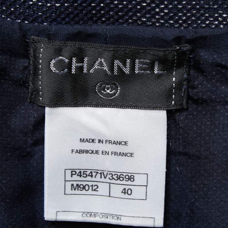 Pre Owned Chanel Blue Tweed Shorts M