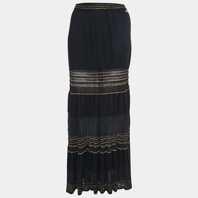 Chanel Black Lurex Knit Maxi Skirt M Chanel | The Luxury Closet