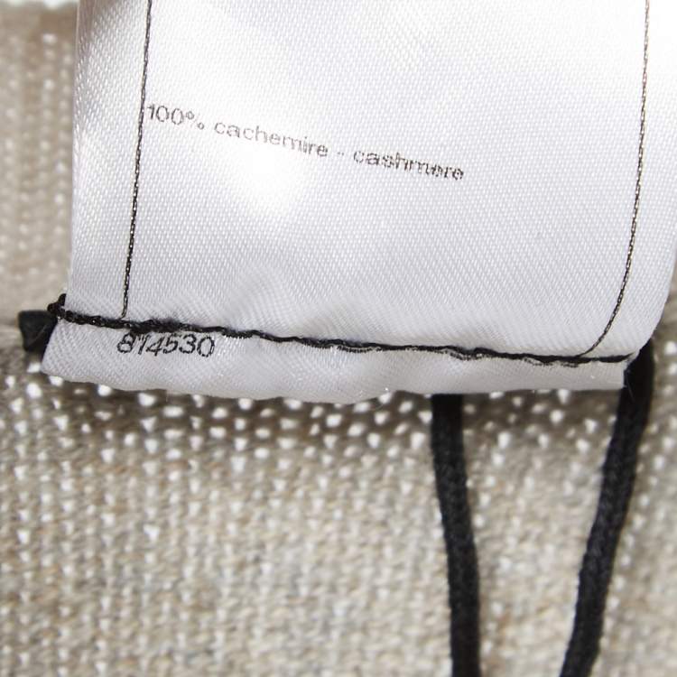 Pre Owned Chanel Beige Colorblock Cashmere Knit Button Front Cardigan M