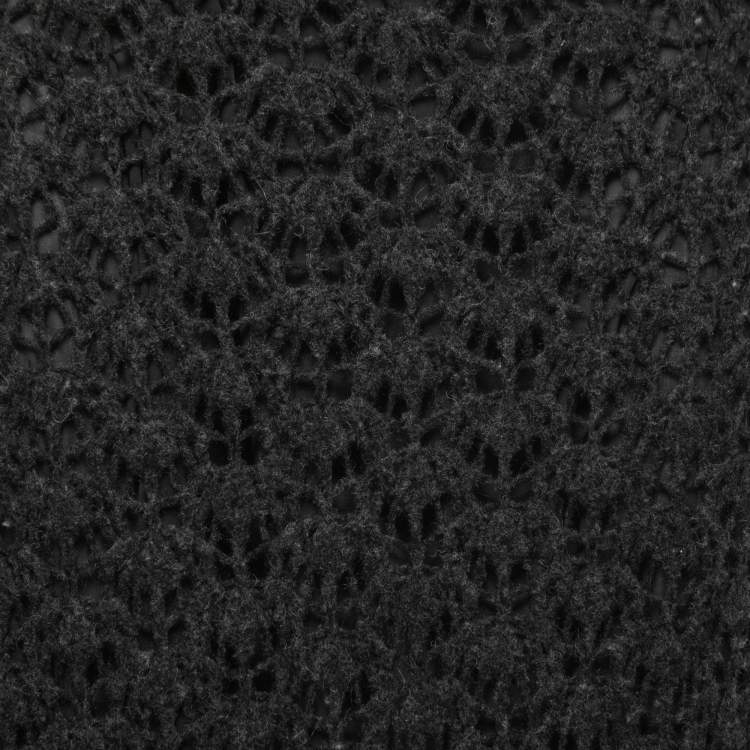 Pre Owned Chanel Vintage Dark Grey Camel Hair & Wool Open Knit Maxi Skirt XL