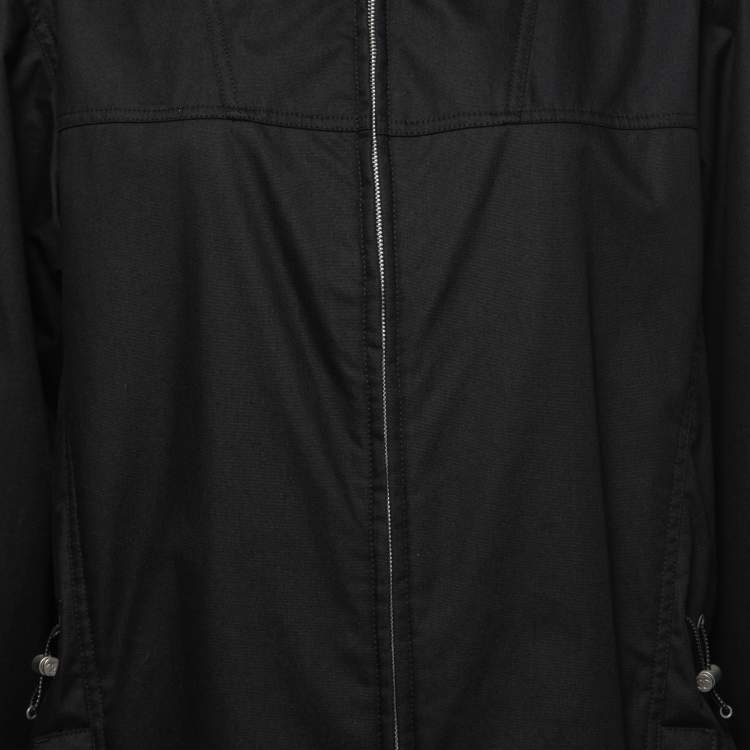 Pre Owned Chanel Vintage Black Canvas Hooded Zip-Up Jacket L