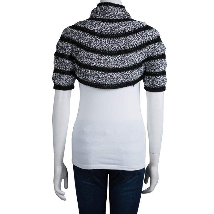 Pre Owned Chanel Black and White Cut Out Detail Bolero Jacket S