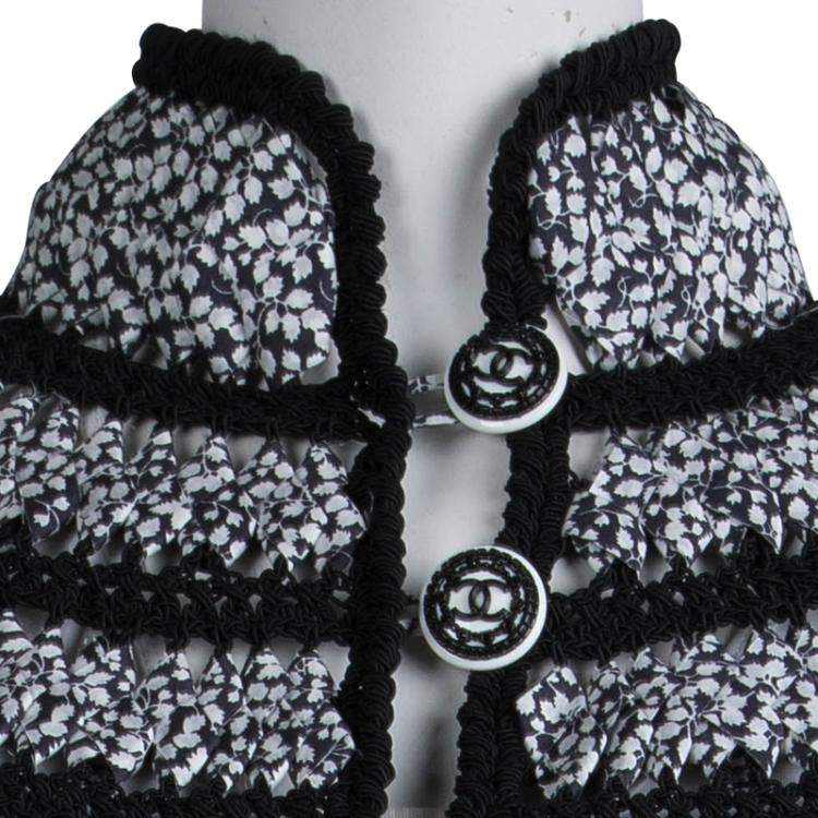 Pre Owned Chanel Black and White Cut Out Detail Bolero Jacket S