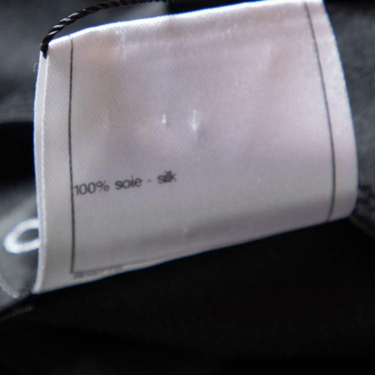 Pre Owned Chanel Black Silk Satin Square Neck Top L