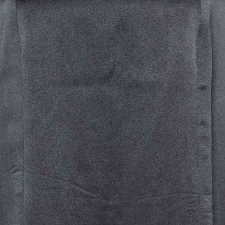 Pre Owned Chanel Black Silk Satin Square Neck Top L