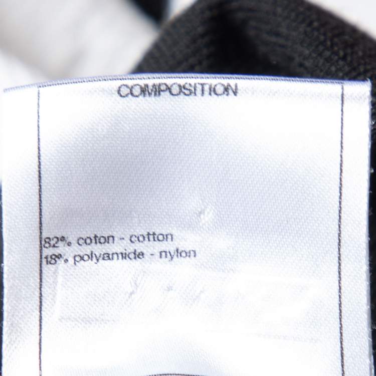 Pre Owned Chanel White Cotton Knit Contrast Detail Polo T-Shirt L