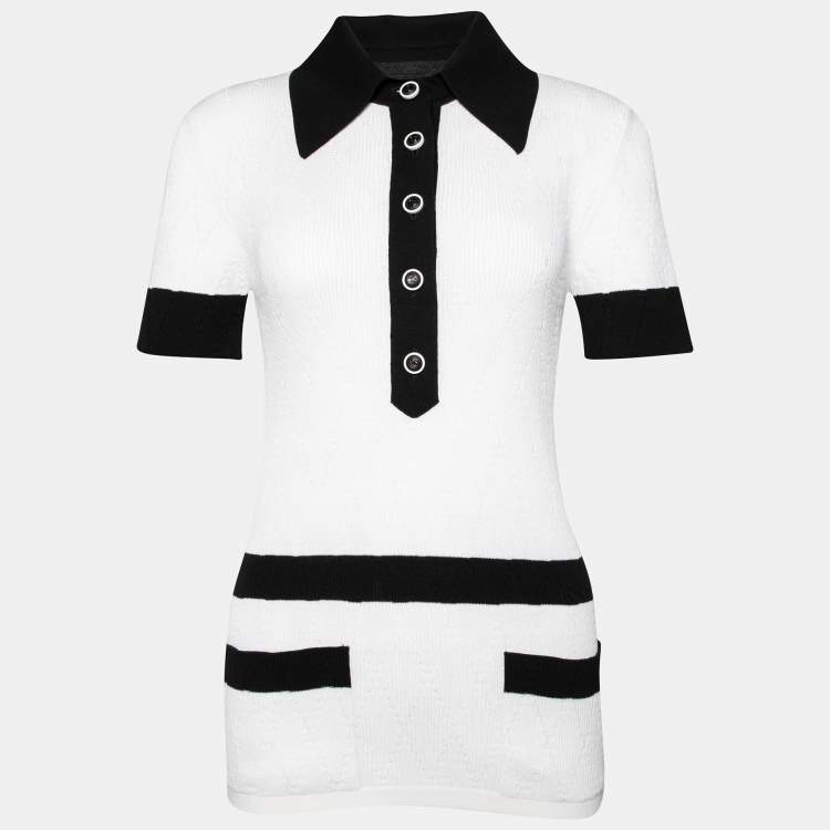 Chanel White Cotton Knit Contrast Detail Polo T-Shirt L Chanel | The Luxury  Closet