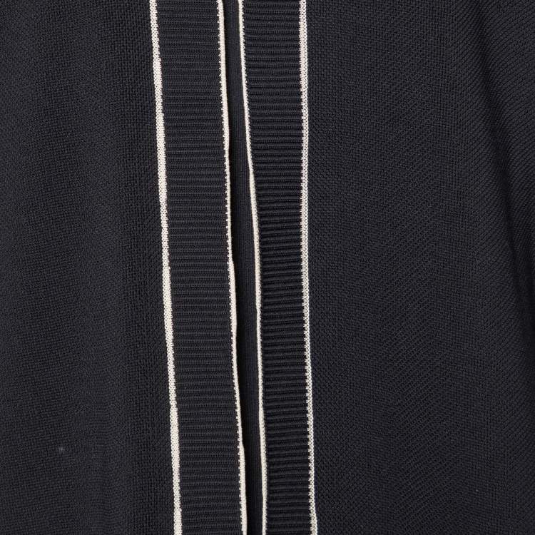 Pre Owned Chanel Black Cotton Knit Contrast Detail T-Shirt L