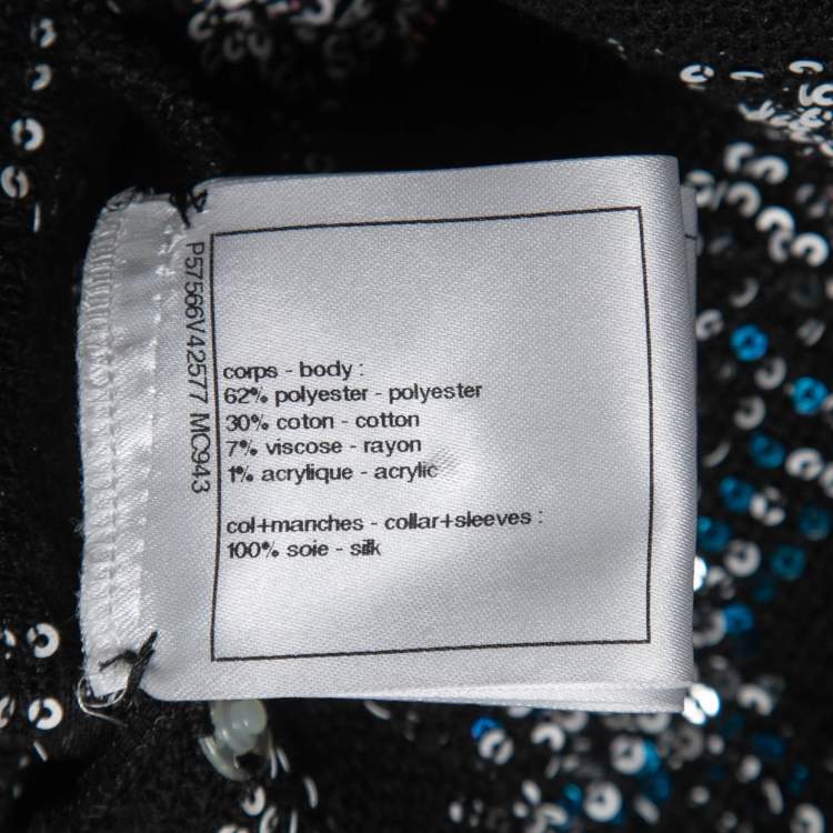 مملوكة مسبقًا Chanel Black Sequined Knit & Silk Inset Top S