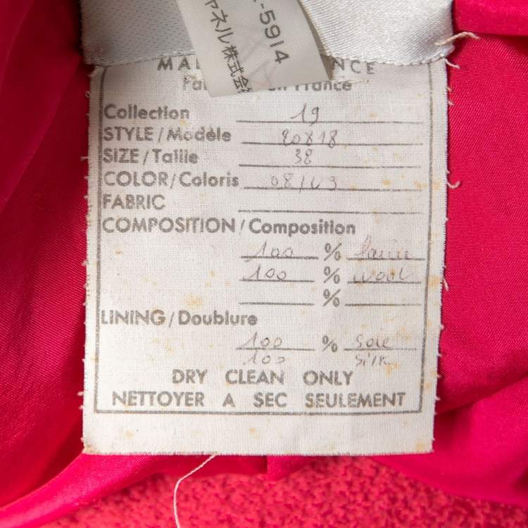 Pre Owned Chanel Boutique Vintage Pink Wool Jacket M