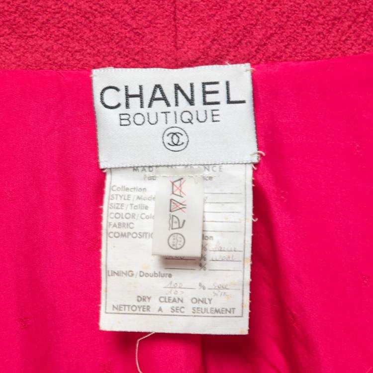 Pre Owned Chanel Boutique Vintage Pink Wool Jacket M