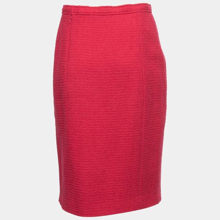 Pre Owned Chanel Boutique Vintage Pink Tweed Skirt M