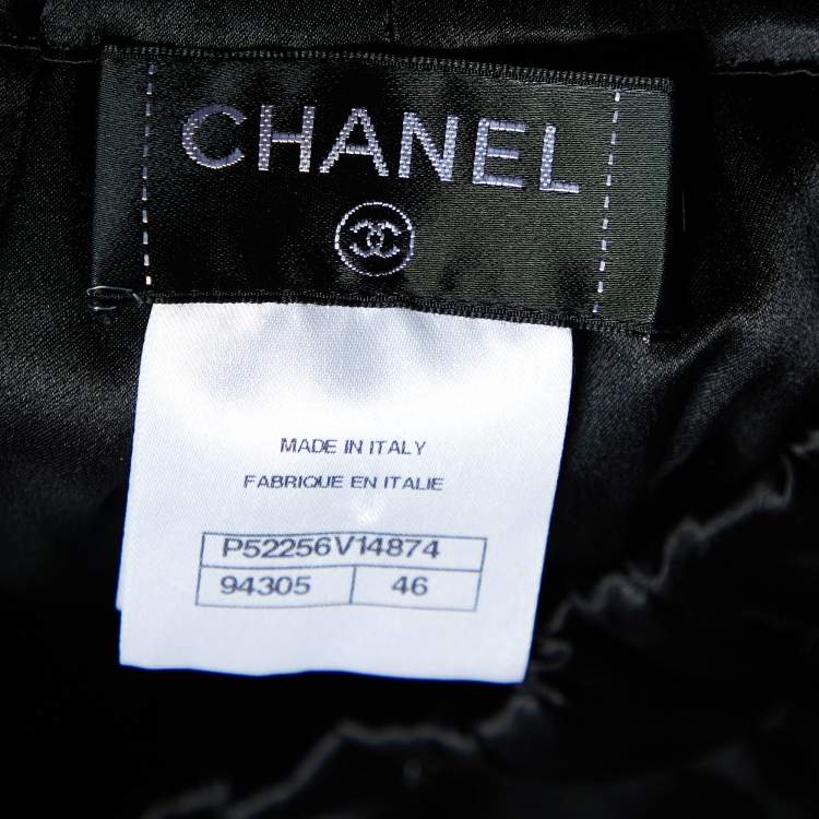 Pre Owned Chanel Black Silk Satin Filled Pants XL