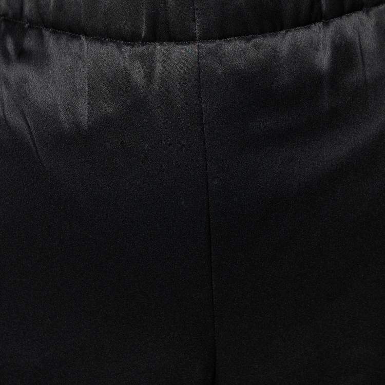 Pre Owned Chanel Black Silk Satin Filled Pants XL