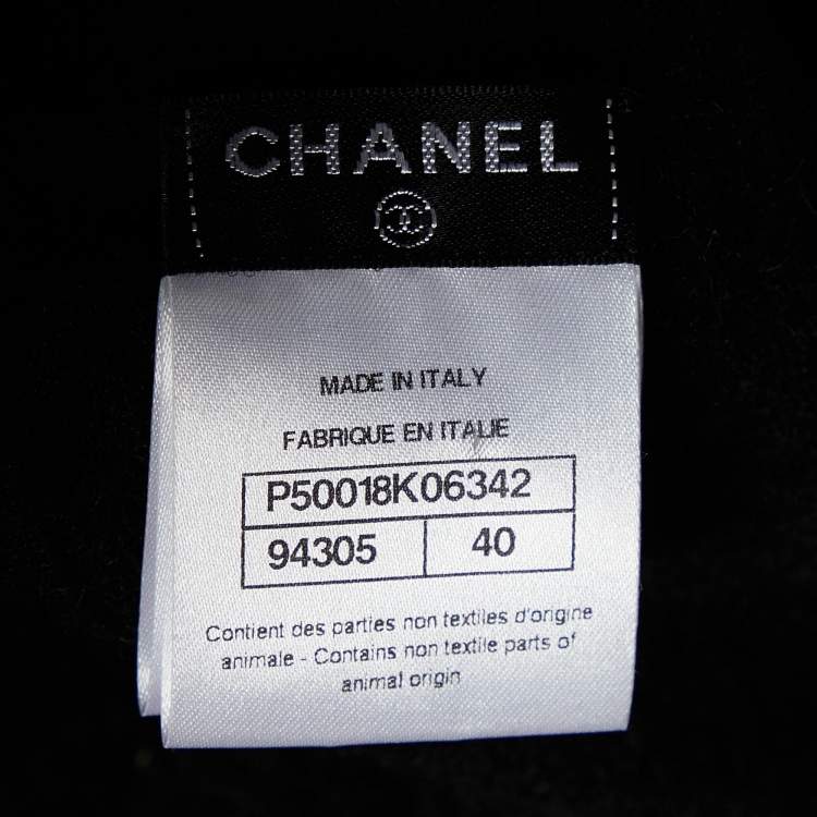 Pre Owned Chanel Black Pearl Embellished Mohair & Cashmere Cardigan M