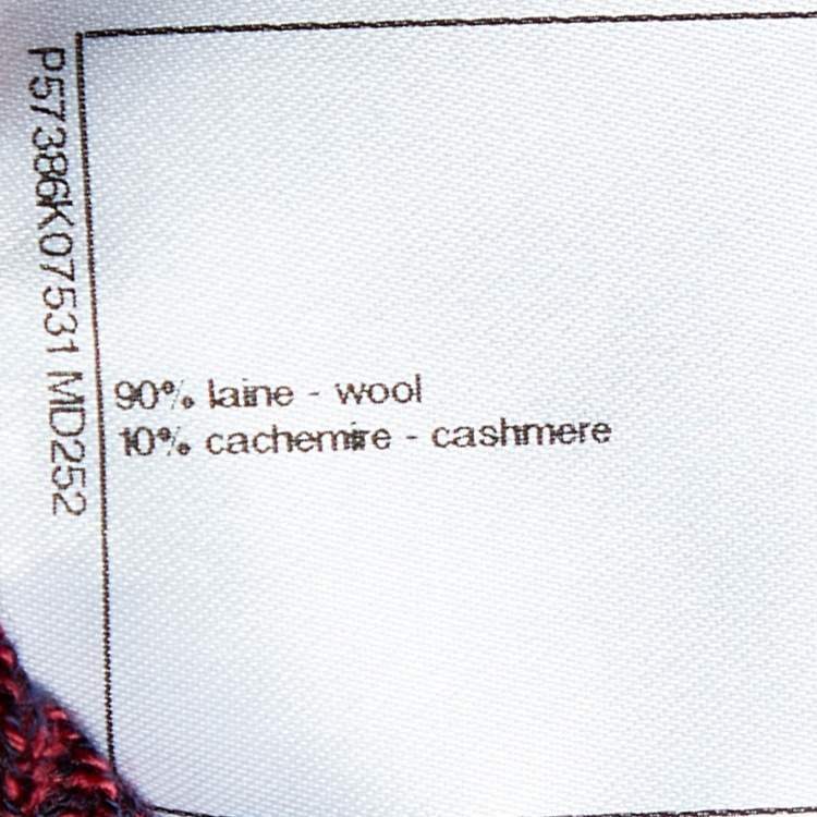 Pre Owned Chanel Burgundy Wool & Cashmere Knit Button Front Cardigan M