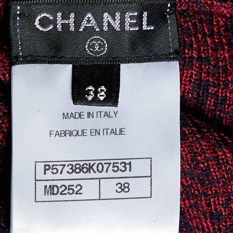 Pre Owned Chanel Burgundy Wool & Cashmere Knit Button Front Cardigan M