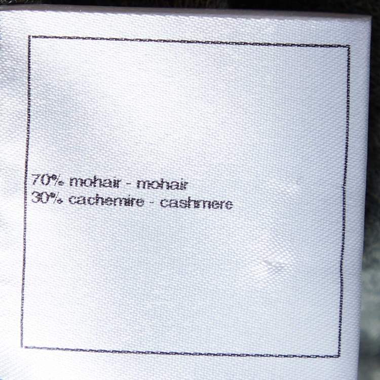 Pre Owned Chanel Grey Pearl Embellished Mohair & Cashmere Long Sleeve Sweater S