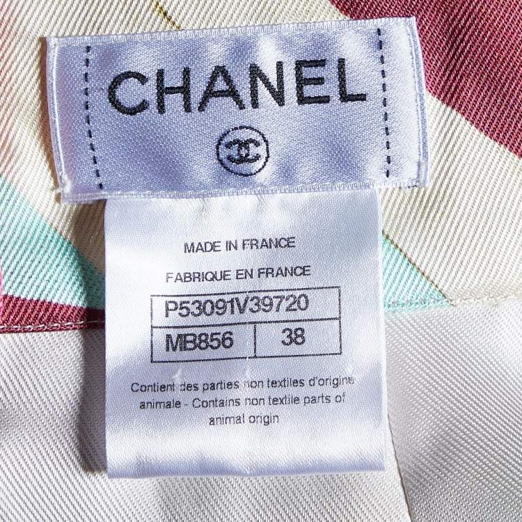 Pre Owned Chanel Multicolor Printed Silk Mini Skirt M