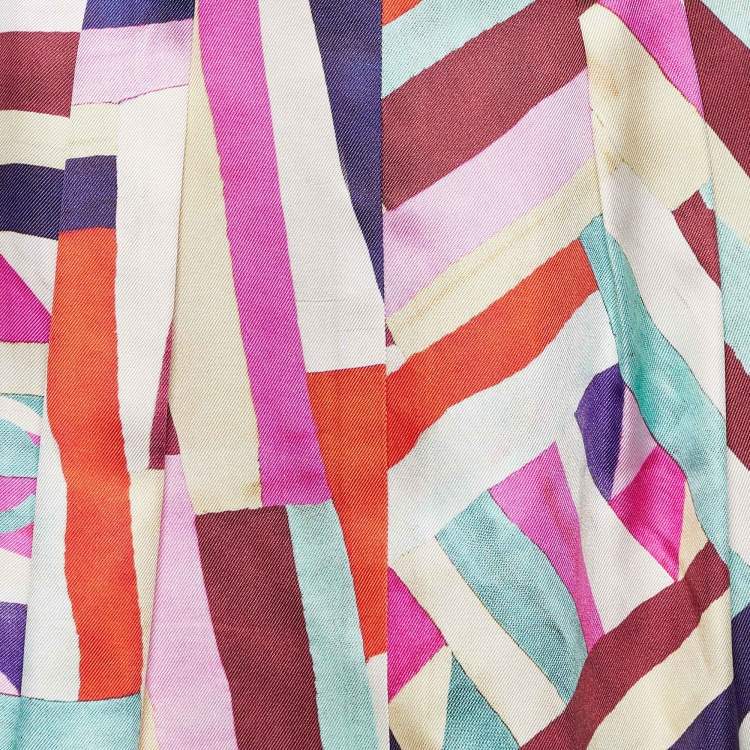 Pre Owned Chanel Multicolor Printed Silk Mini Skirt M