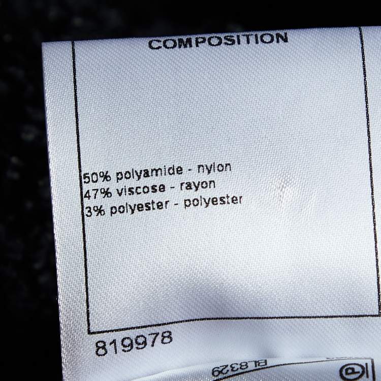 Pre Owned Chanel Black Sheer Knit Boucle Detail Top M