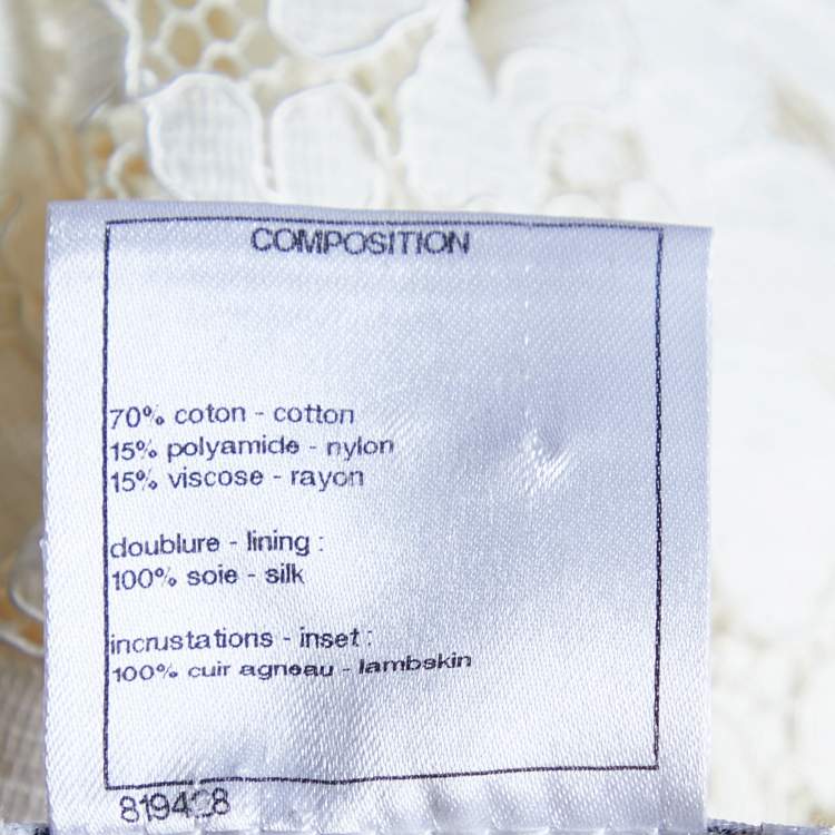 Pre Owned Chanel White Lace Wrap Button Top M