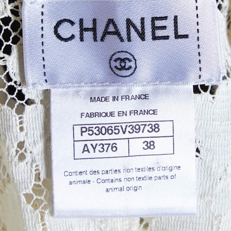 Pre Owned Chanel White Lace Wrap Button Top M