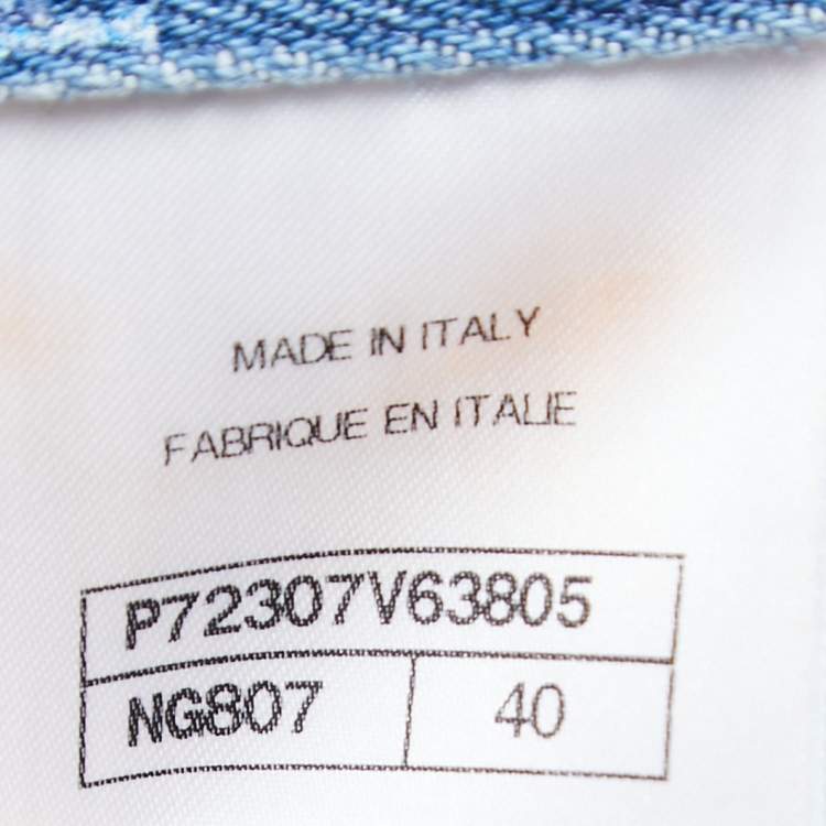 مملوكة مسبقًا Chanel Blue Logo Printed Denim Button Front Jacket M