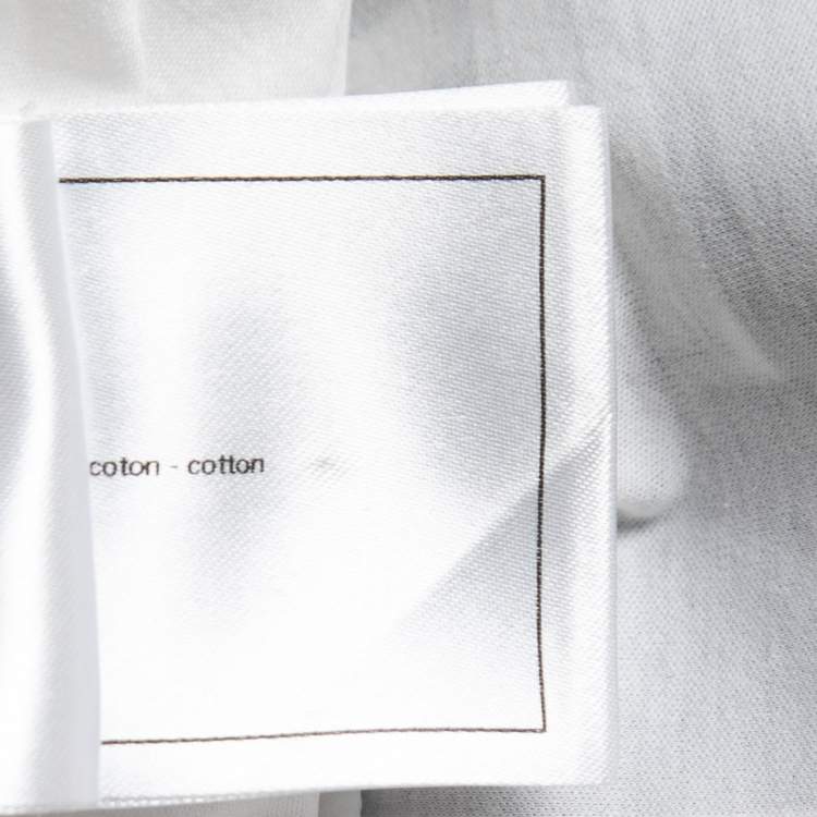 Pre Owned Chanel White Cotton Velvet Logo Patch Detail Half Sleeve Crew Neck T-Shirt L