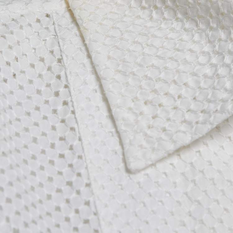 مملوكة مسبقًا Chanel White Eyelet Cotton Tunic Top M