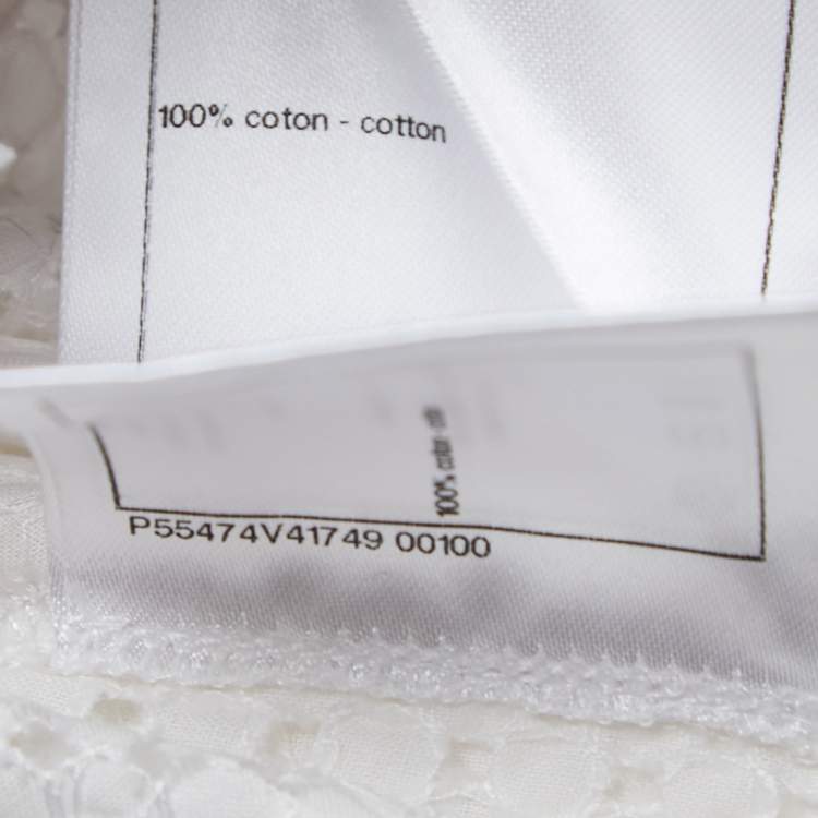 مملوكة مسبقًا Chanel White Eyelet Cotton Tunic Top M