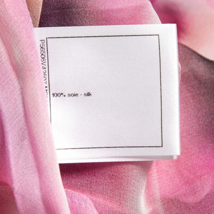 Pre Owned Chanel Multicolor Printed Chiffon Silk Zipper Detail Maxi Skirt S