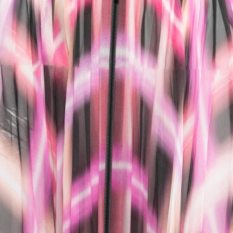 Pre Owned Chanel Multicolor Printed Chiffon Silk Zipper Detail Maxi Skirt S