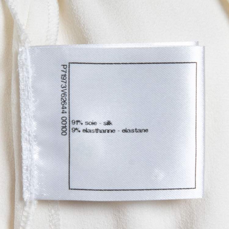 Pre Owned Chanel Cream Stetch Silk Pleated Trousers S