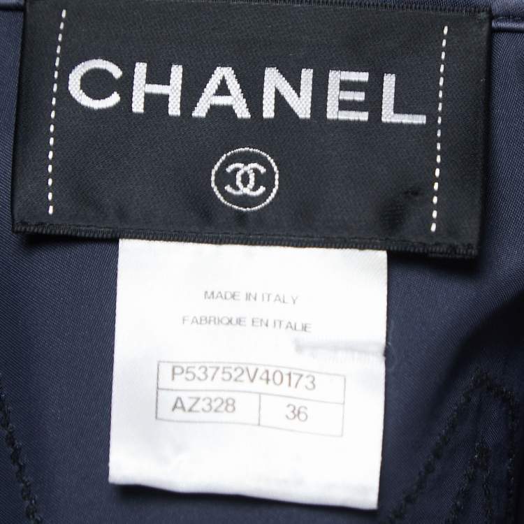 Pre Owned Chanel Blue Nylon and Tweed Button Front Jacket S