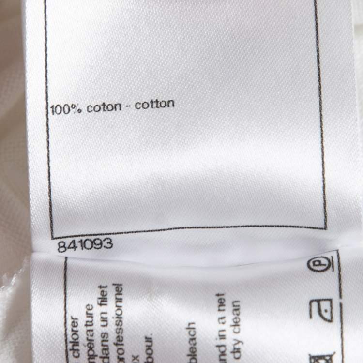 Pre Owned Chanel White Cotton Knit Logo Embroidered T-Shirt S