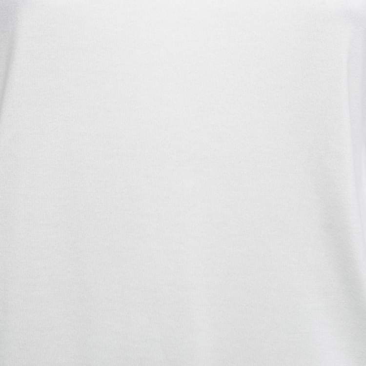 Pre Owned Chanel White Cotton Knit Logo Embroidered T-Shirt S