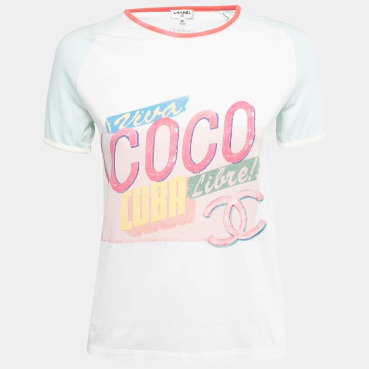 Chanel White Cotton Viva Coco Libre Print T-Shirt XS Chanel | The Luxury  Closet