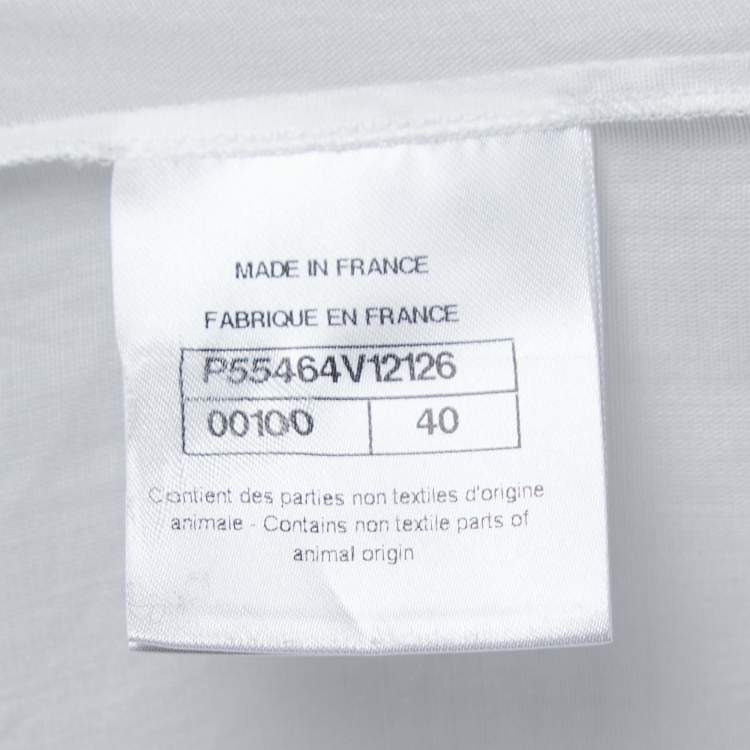 Pre Owned Chanel White Cotton Button Front Short Shirt M