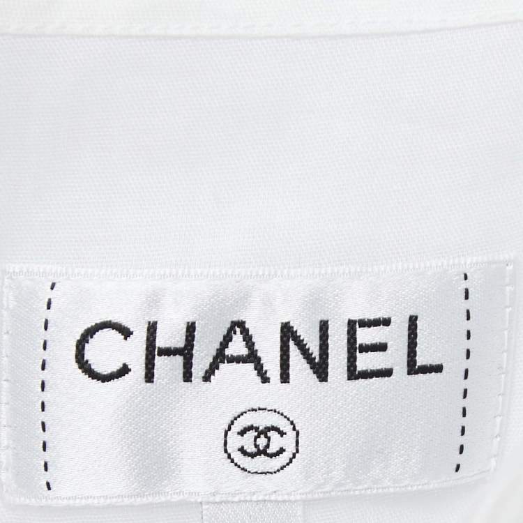 Pre Owned Chanel White Cotton Button Front Short Shirt M