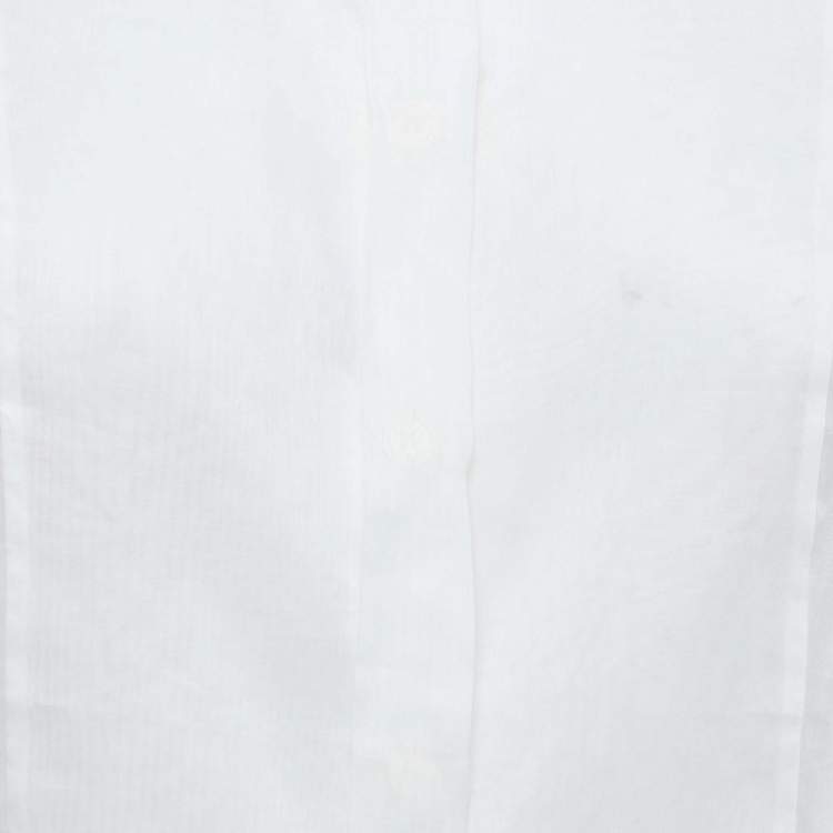 Pre Owned Chanel White Cotton Button Front Short Shirt M